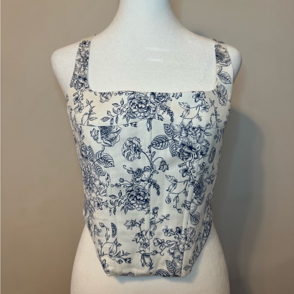 Christian Lacroix Blue and White Floral Tank Top